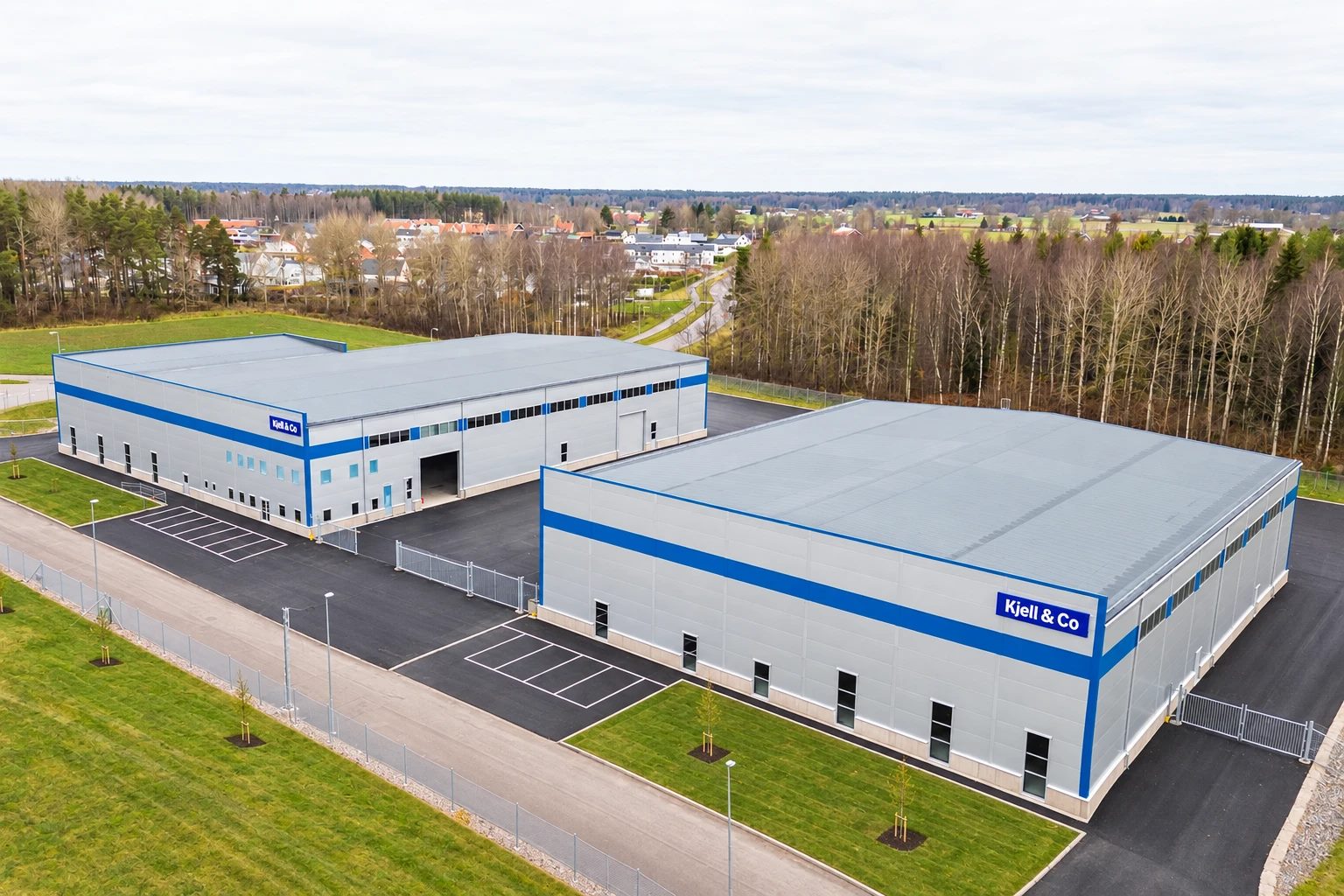 Flygbild över palldepån i Kumla
